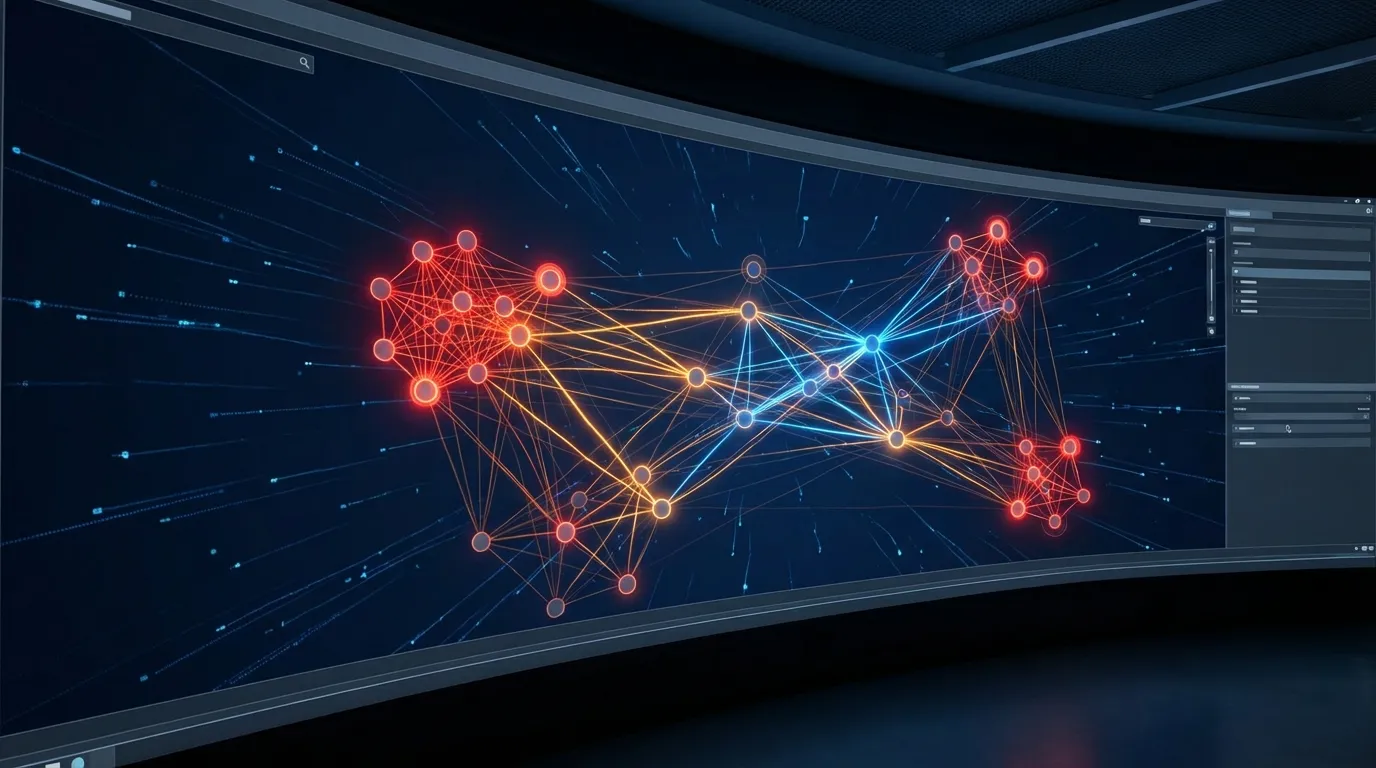Network graph of linked accounts and fraud ring signals